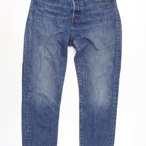 Levis Womens Blue Cotton Skinny Jeans Size 30 in L25 in Regular Button - Raw Hem.