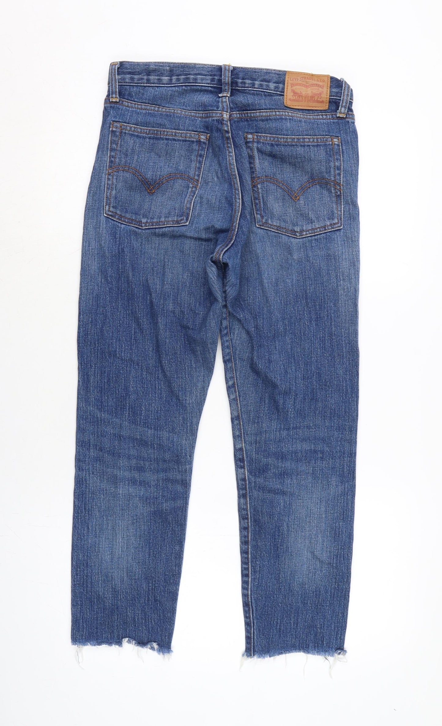 Levis Womens Blue Cotton Skinny Jeans Size 30 in L25 in Regular Button - Raw Hem.