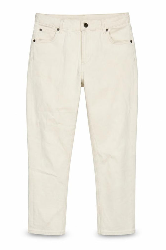 Front view of Jack Wills women’s ivory cotton blend cropped jeans, size UK 28, in, 26.5-inch leg regular zip