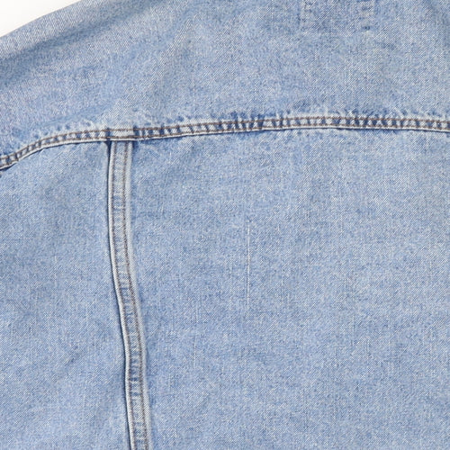 Bershaka Mens Blue Biker Jacket Size S Button - Distressed.
