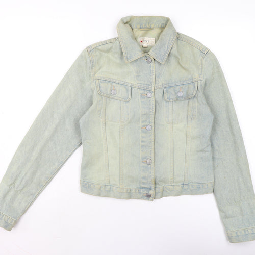 Pull&Bear Womens Blue Biker Jacket Size 12 Button