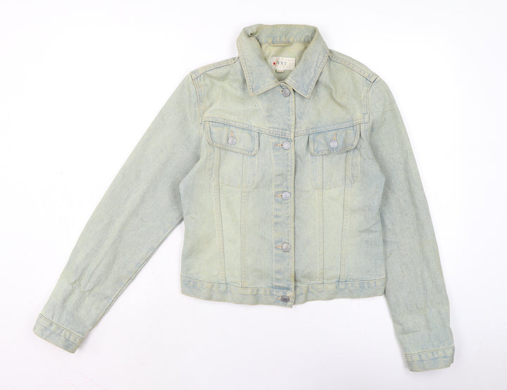 Pull&Bear Womens Blue Biker Jacket Size 12 Button