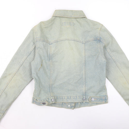 Pull&Bear Womens Blue Biker Jacket Size 12 Button