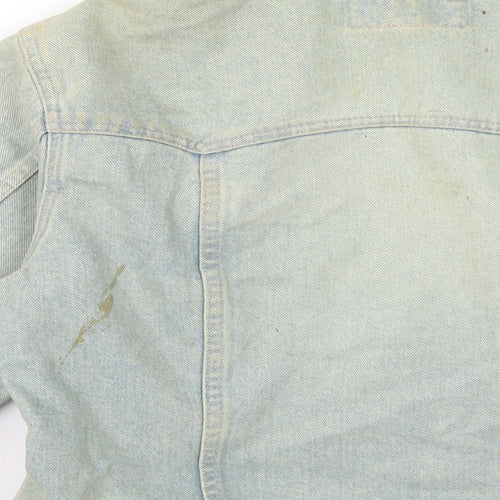 Pull&Bear Womens Blue Biker Jacket Size 12 Button