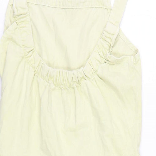 Denim & Co. Womens Yellow Cotton Pinafore/Dungaree Dress Size 10 Square Neck
