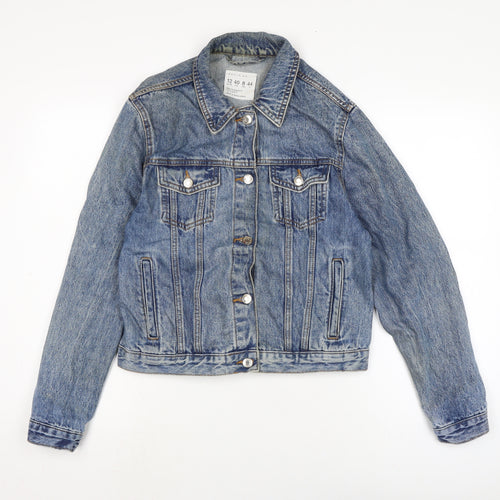 Denim & Co. Womens Black Biker Jacket Size 12 Button