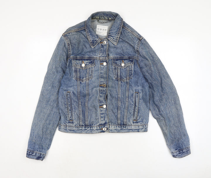 Denim & Co. Womens Black Biker Jacket Size 12 Button
