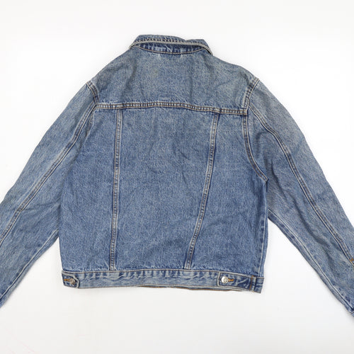 Denim & Co. Womens Black Biker Jacket Size 12 Button