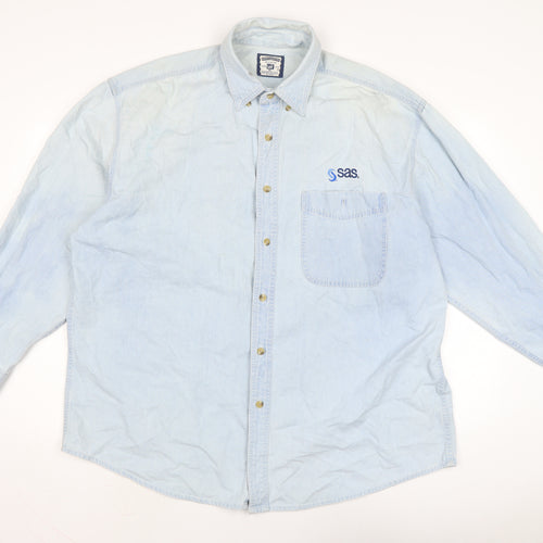 Lee Mens Blue Cotton Button-Up Size XL Collared Button - SAS
