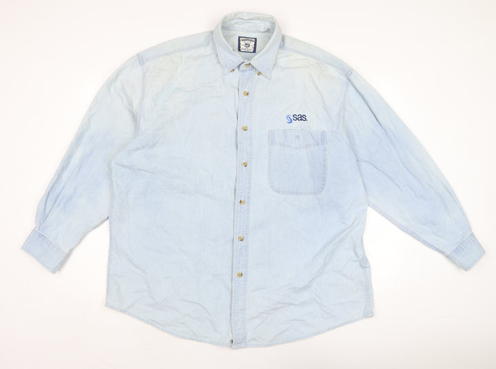 Lee Mens Blue Cotton Button-Up Size XL Collared Button - SAS
