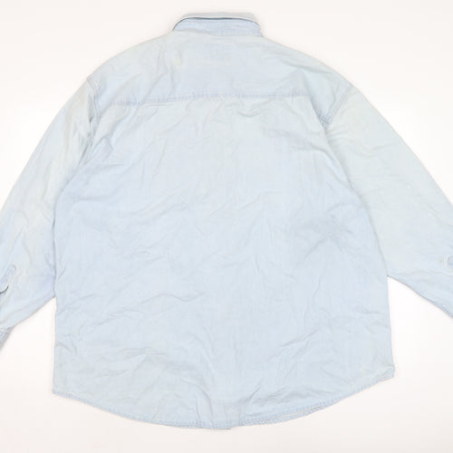 Lee Mens Blue Cotton Button-Up Size XL Collared Button - SAS