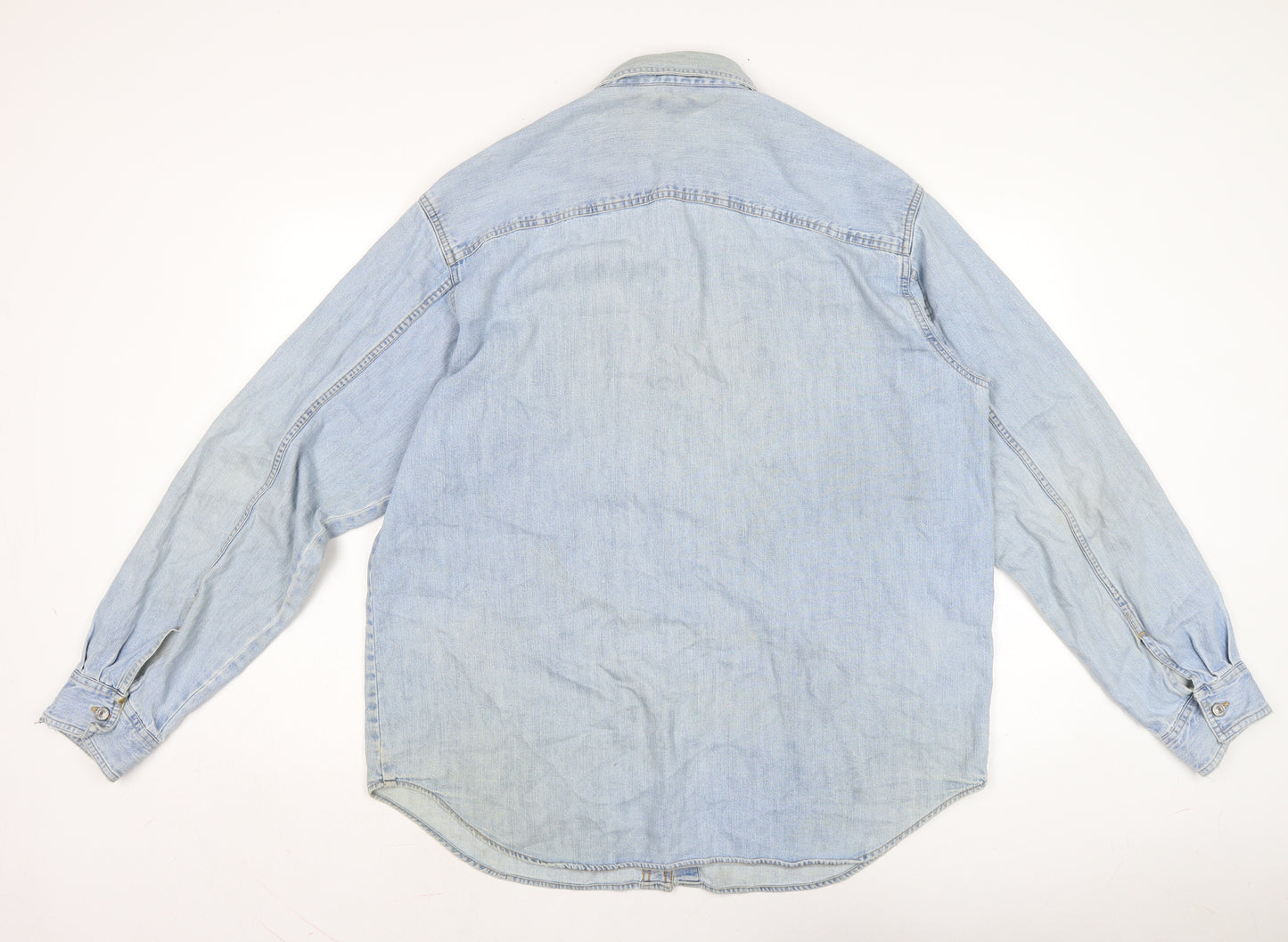 Levis Mens Blue Cotton Button-Up Size L Collared Button