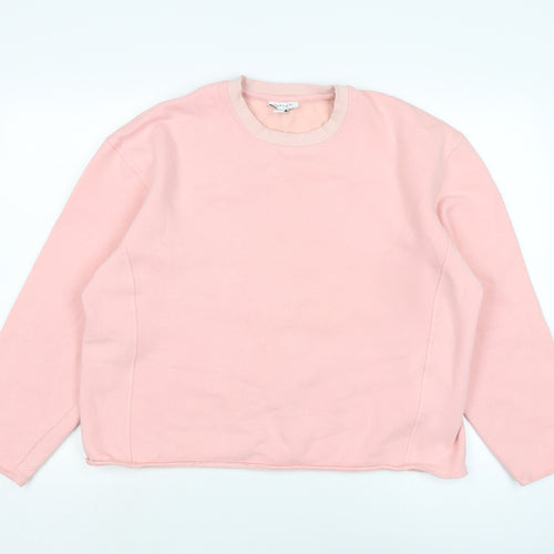 Topshop Womens Pink Cotton Pullover Sweatshirt Size M