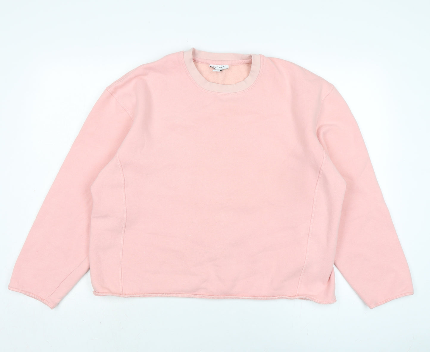 Topshop Womens Pink Cotton Pullover Sweatshirt Size M