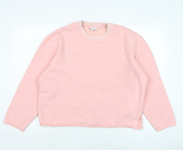 Topshop Womens Pink Cotton Pullover Sweatshirt Size M