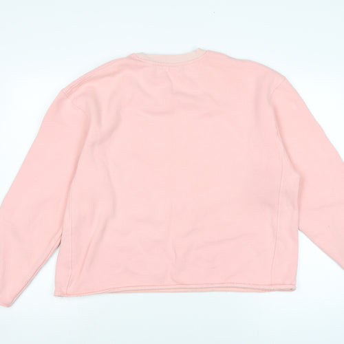 Topshop Womens Pink Cotton Pullover Sweatshirt Size M