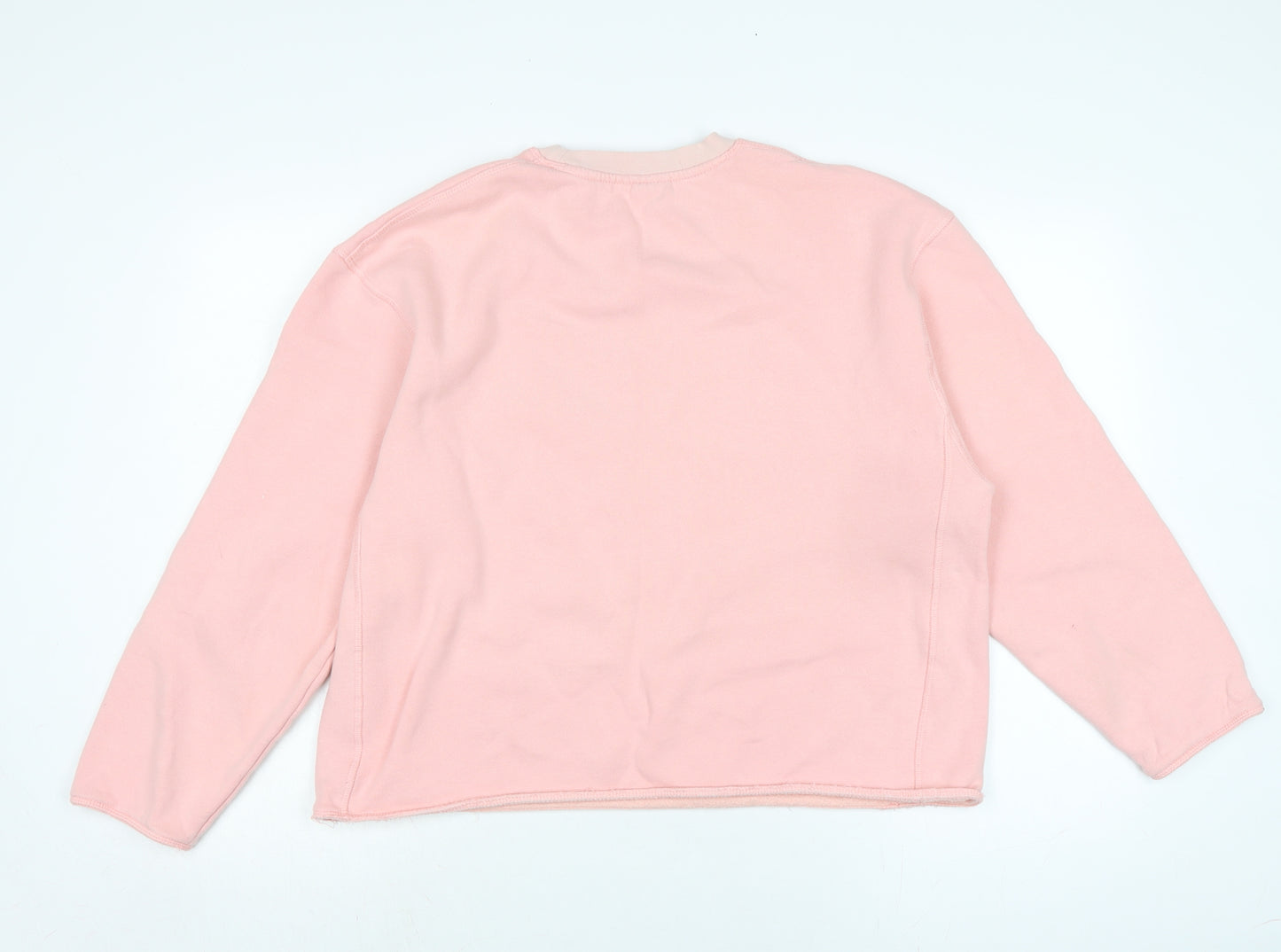 Topshop Womens Pink Cotton Pullover Sweatshirt Size M