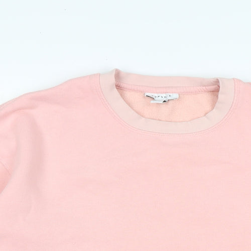 Topshop Womens Pink Cotton Pullover Sweatshirt Size M