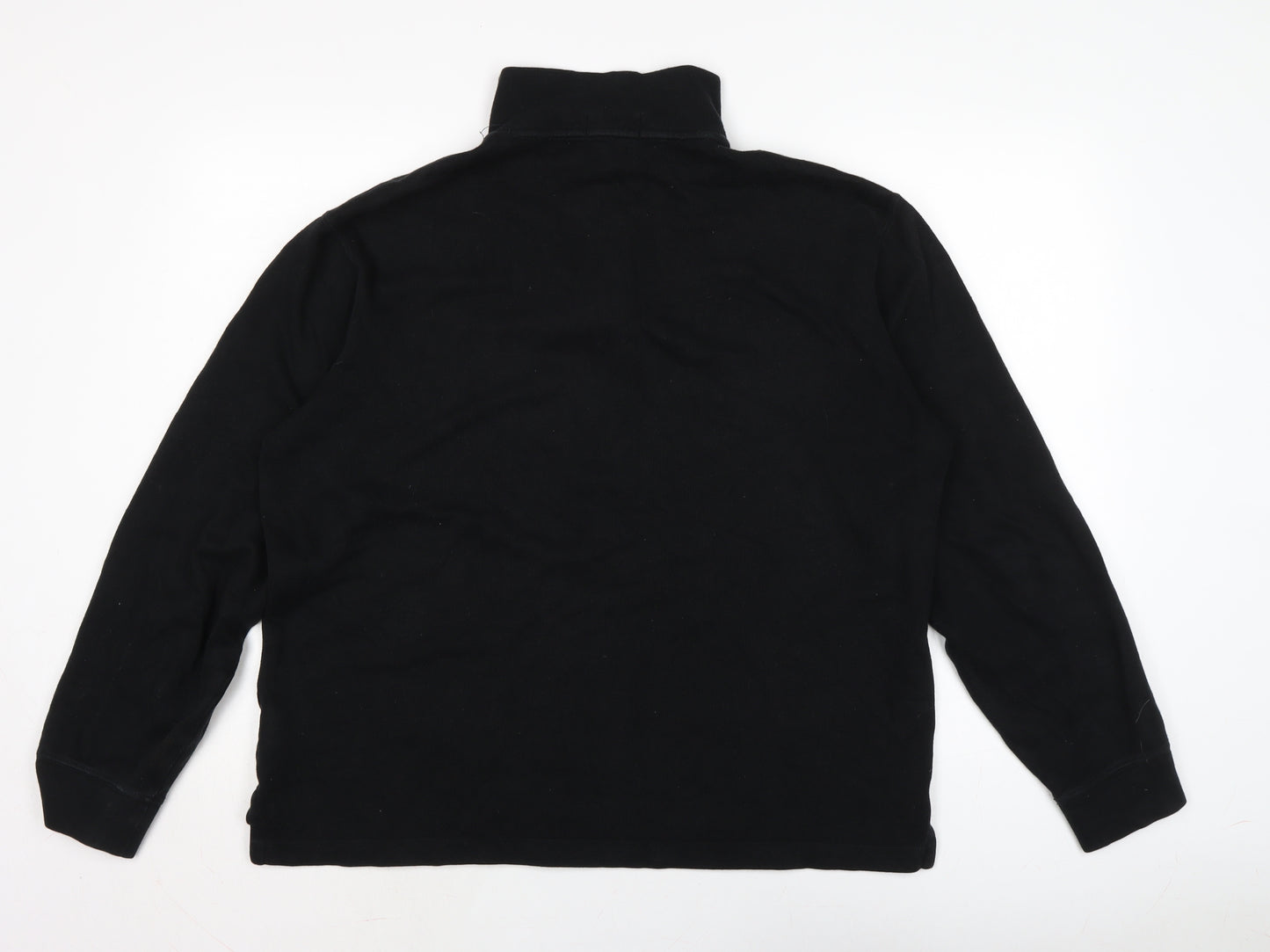 Ralph Lauren Mens Black Mock Neck Cotton Pullover Jumper Size XL Long Sleeve