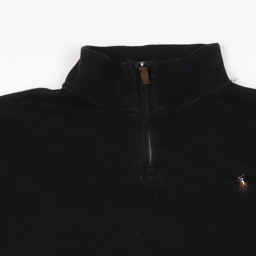 Ralph Lauren Mens Black Mock Neck Cotton Pullover Jumper Size XL Long Sleeve