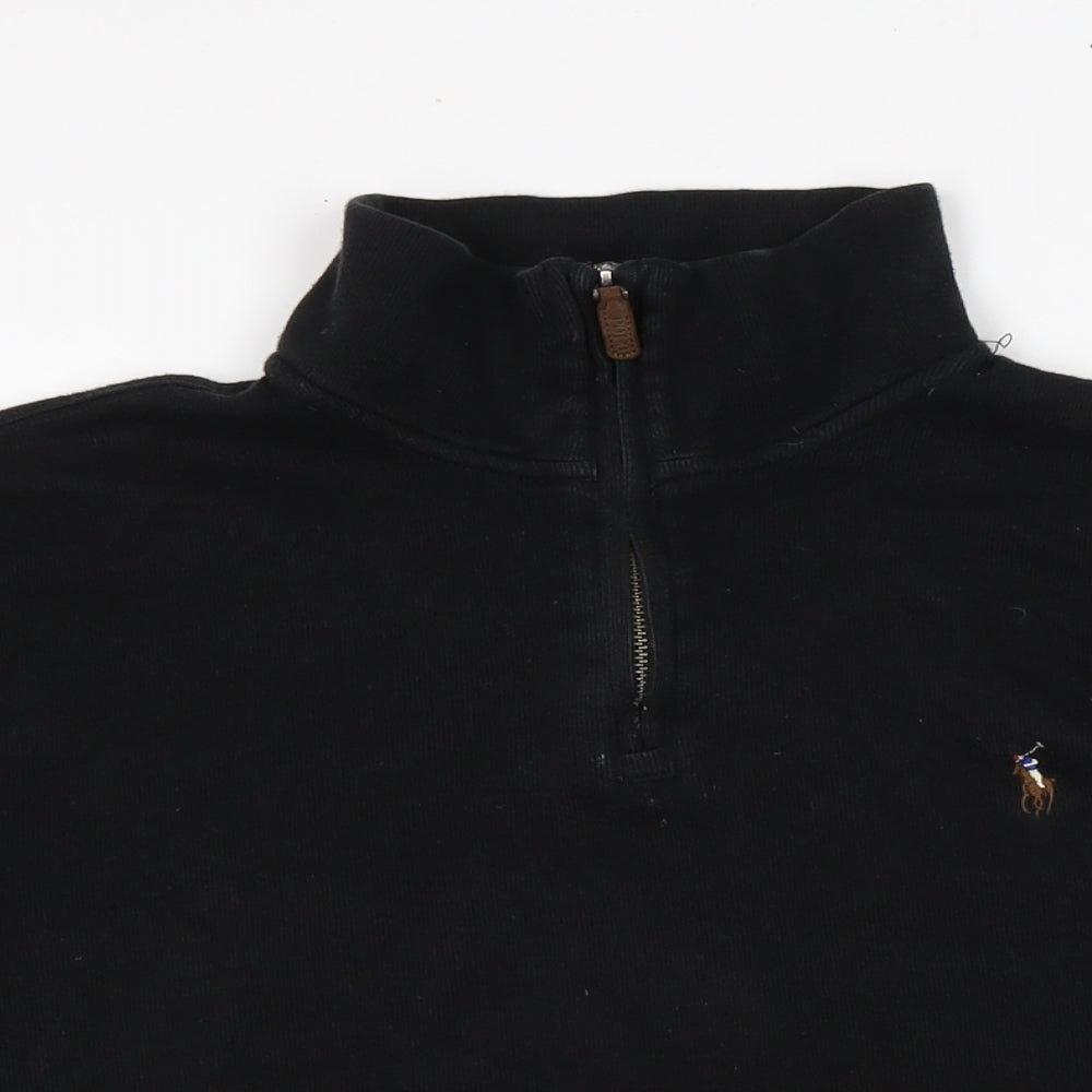 Ralph Lauren Mens Black Mock Neck Cotton Pullover Jumper Size XL Long Sleeve
