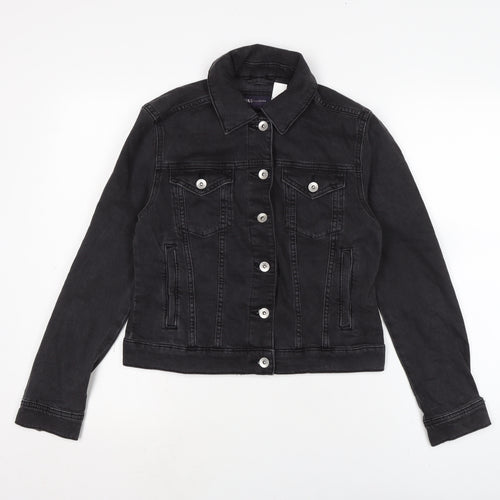 Marks and Spencer Womens Grey Biker Jacket Size 10 Button