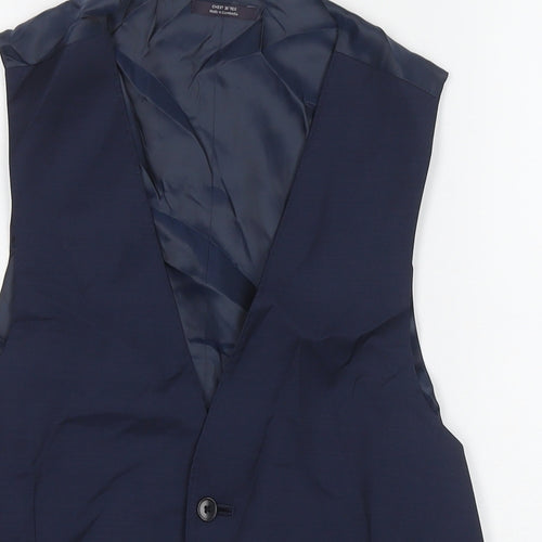 Marks and Spencer Mens Blue Polyester Jacket Suit Waistcoat Size 36 Regular