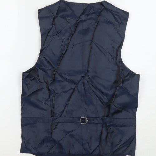 Marks and Spencer Mens Blue Polyester Jacket Suit Waistcoat Size 36 Regular
