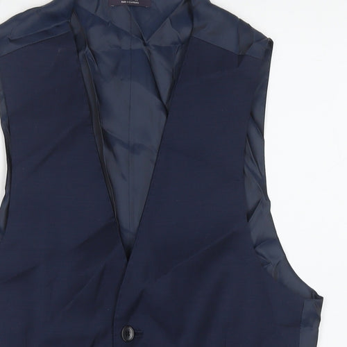 Marks and Spencer Mens Blue Polyester Jacket Suit Waistcoat Size 36 Regular