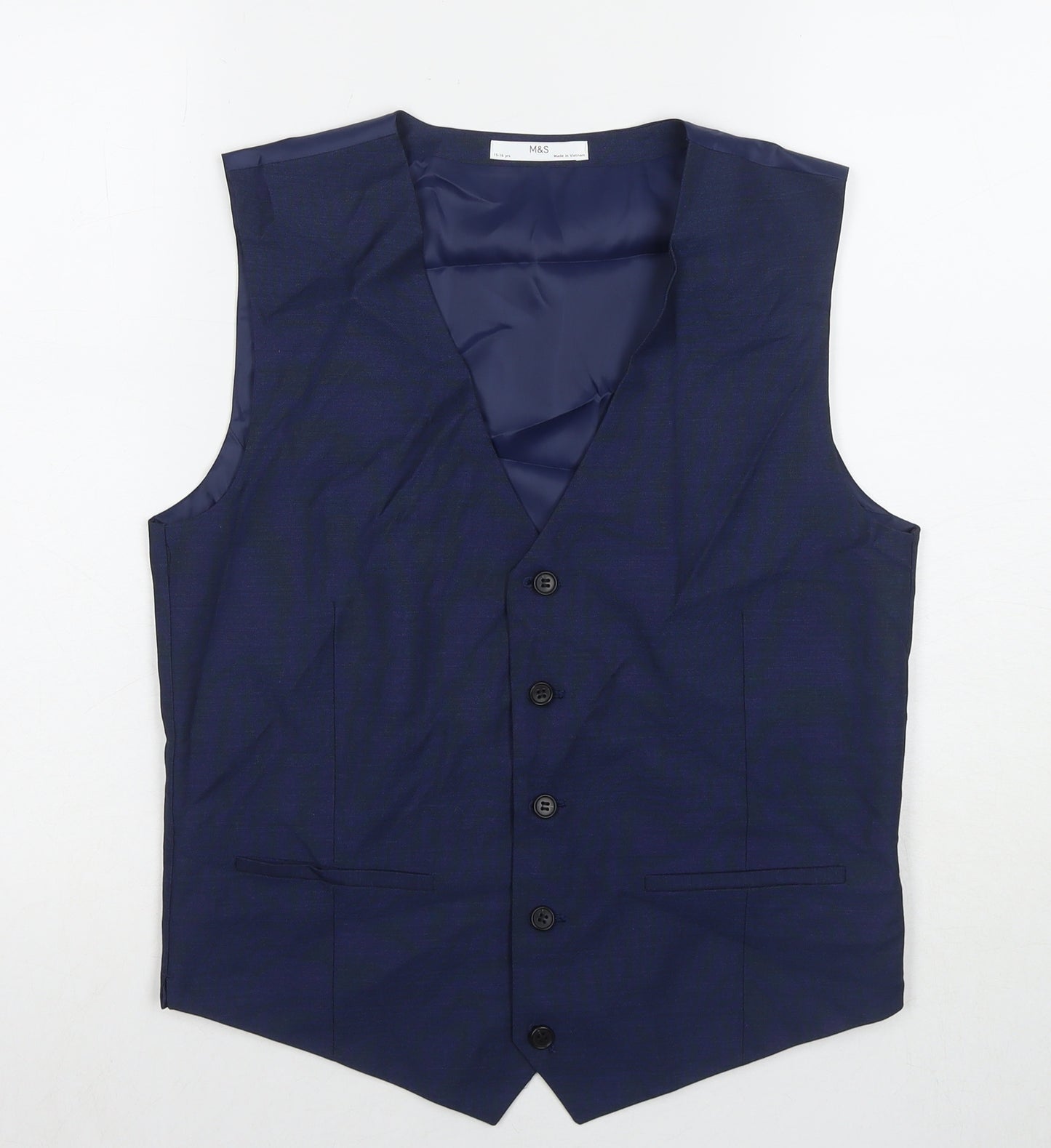 Marks and Spencer Boys Blue Jacket Waistcoat Size 14-15 Years Button