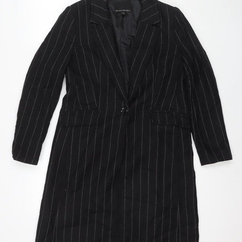 Banana Republic Womens Black Striped Pea Coat Coat Size XS Button