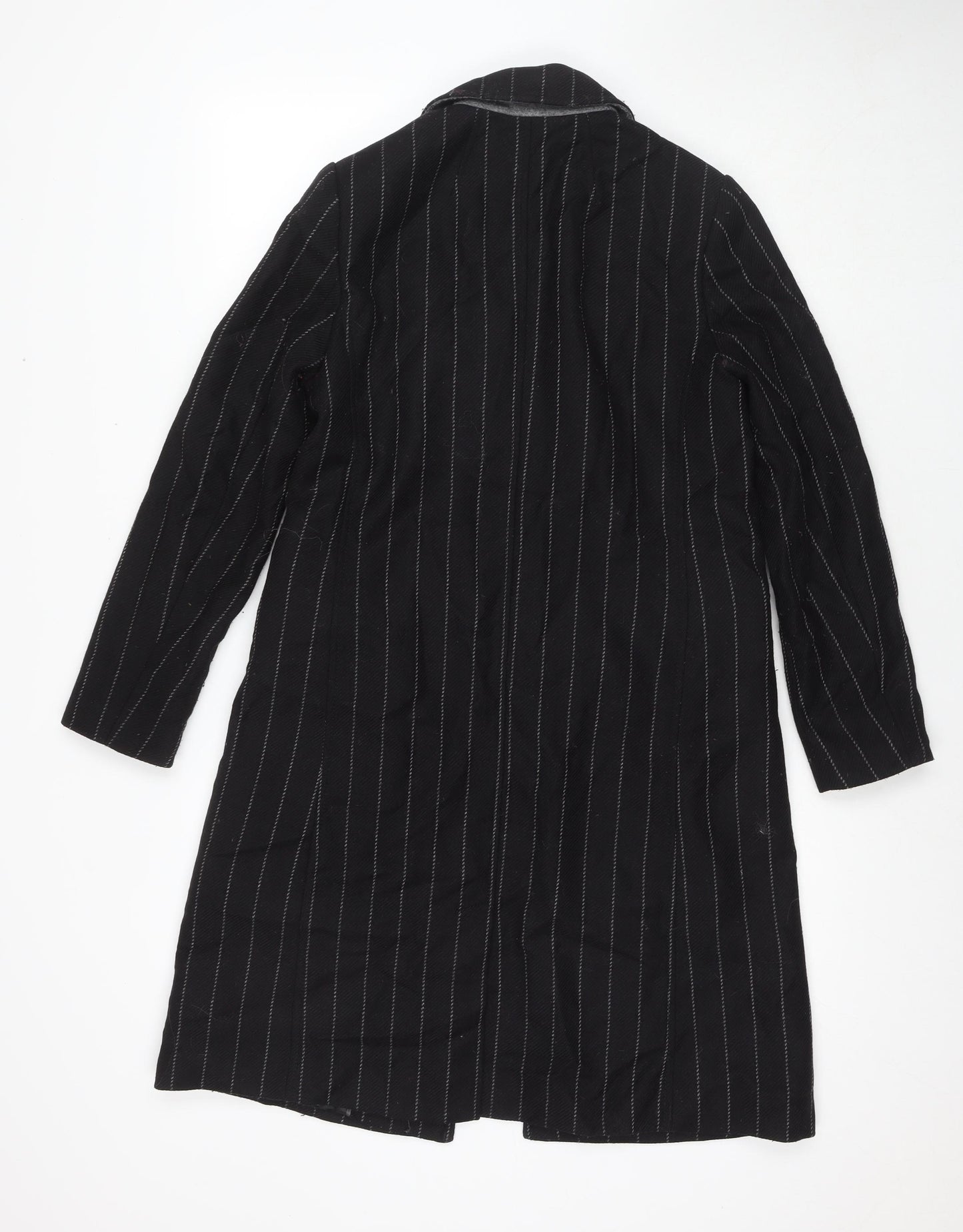 Banana Republic Womens Black Striped Pea Coat Coat Size XS Button