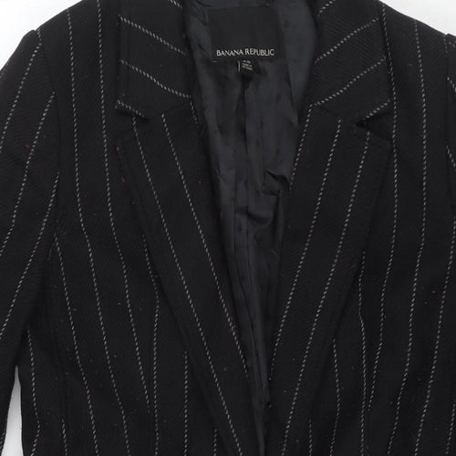 Banana Republic Womens Black Striped Pea Coat Coat Size XS Button