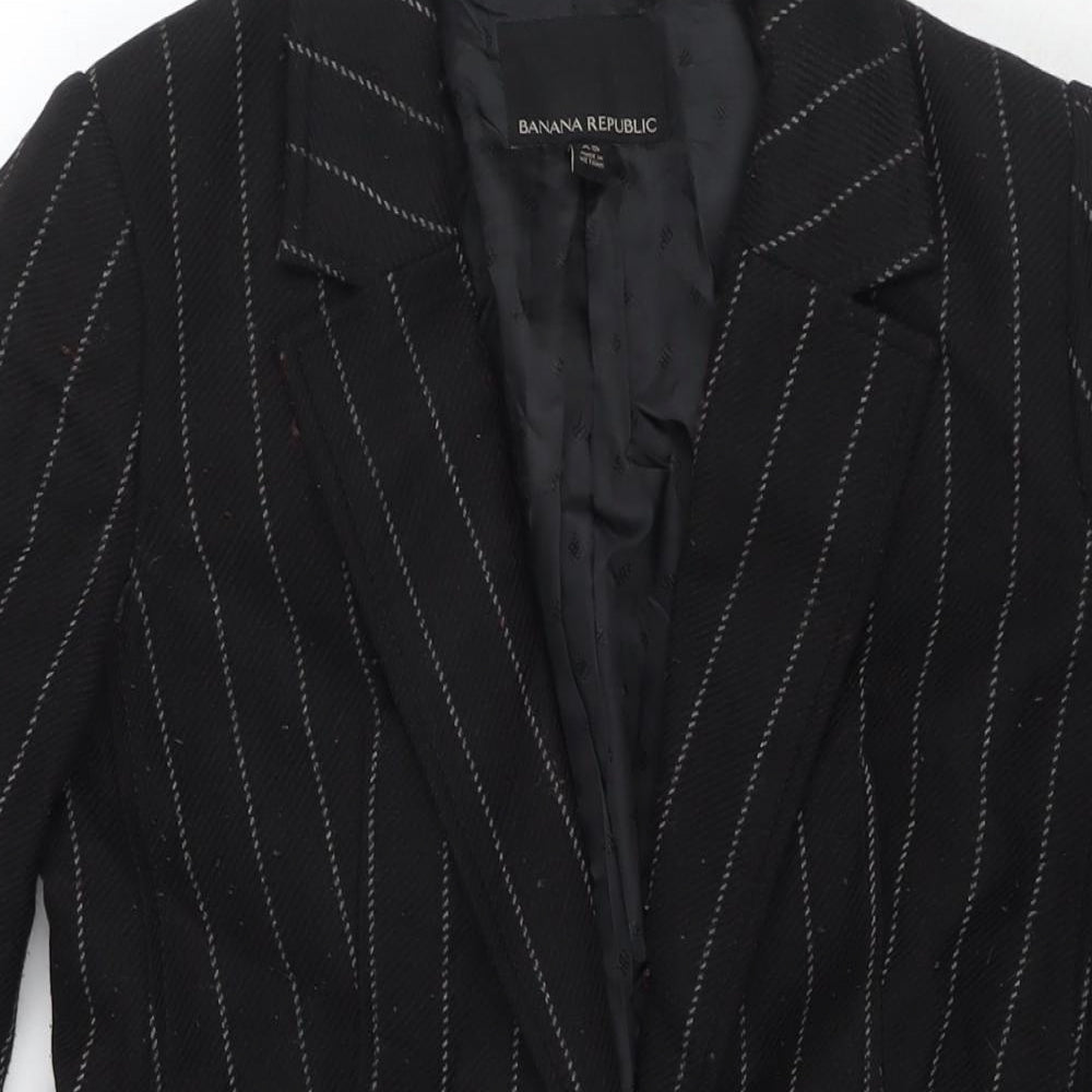 Banana Republic Womens Black Striped Pea Coat Coat Size XS Button