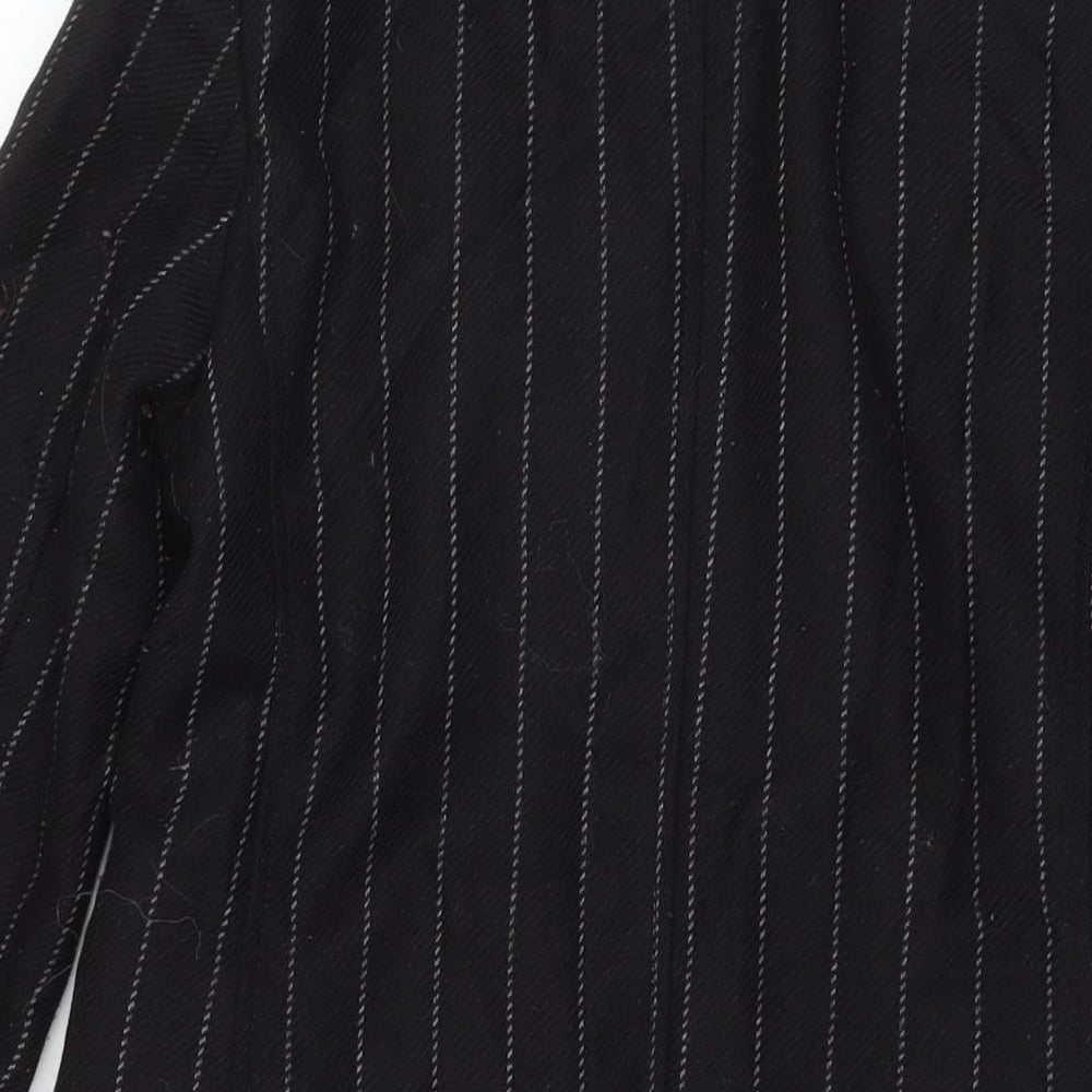 Banana Republic Womens Black Striped Pea Coat Coat Size XS Button