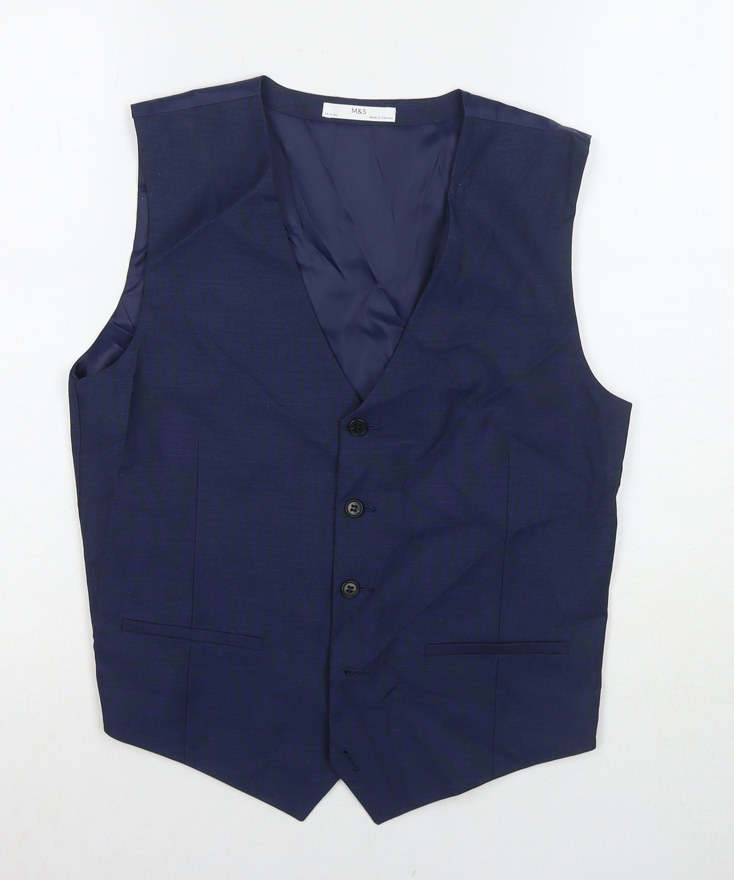 Marks and Spencer Boys Blue Jacket Waistcoat Size 14-15 Years Button