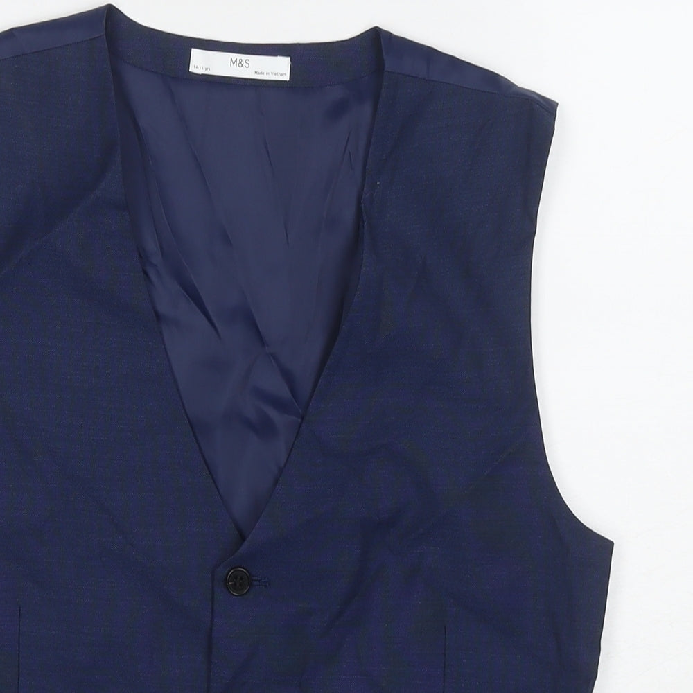 Marks and Spencer Boys Blue Jacket Waistcoat Size 14-15 Years Button
