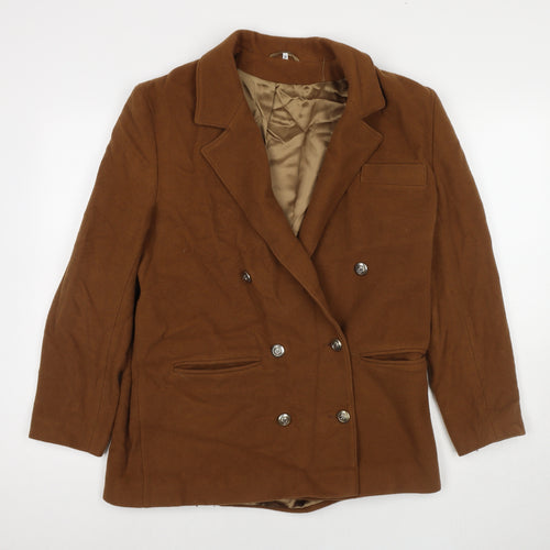 Made in U.K. Womens Brown Overcoat Coat Size 14 Button
