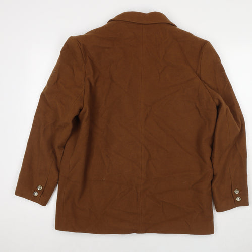 Made in U.K. Womens Brown Overcoat Coat Size 14 Button