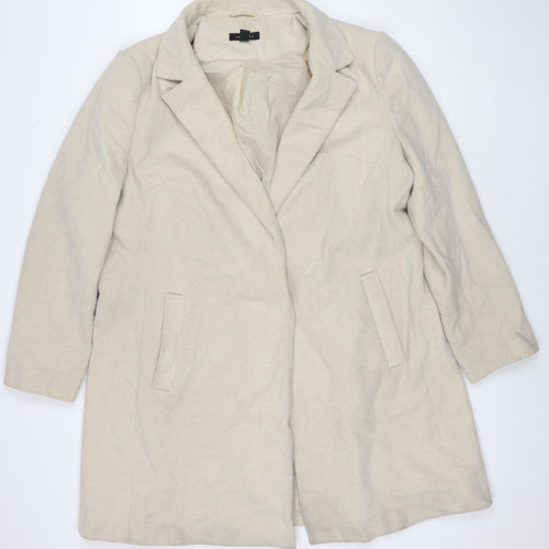 New Look Womens Ivory Overcoat Coat Size 18 Button