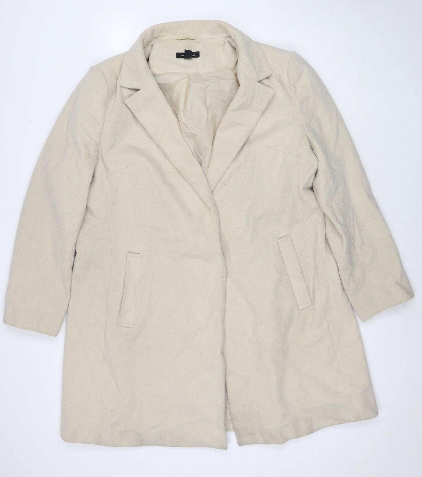 New Look Womens Ivory Overcoat Coat Size 18 Button