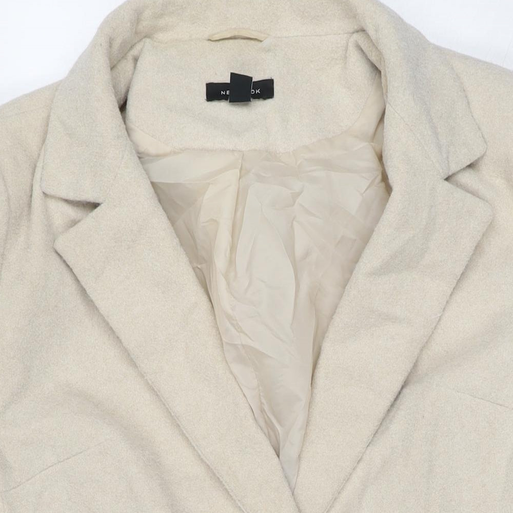 New Look Womens Ivory Overcoat Coat Size 18 Button