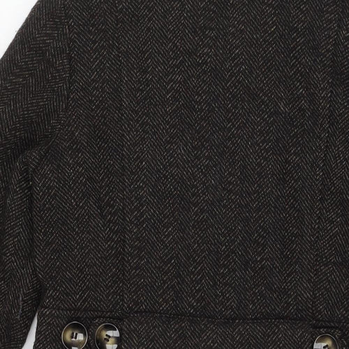 Autograph Womens Black Geometric Pea Coat Coat Size 10 Button