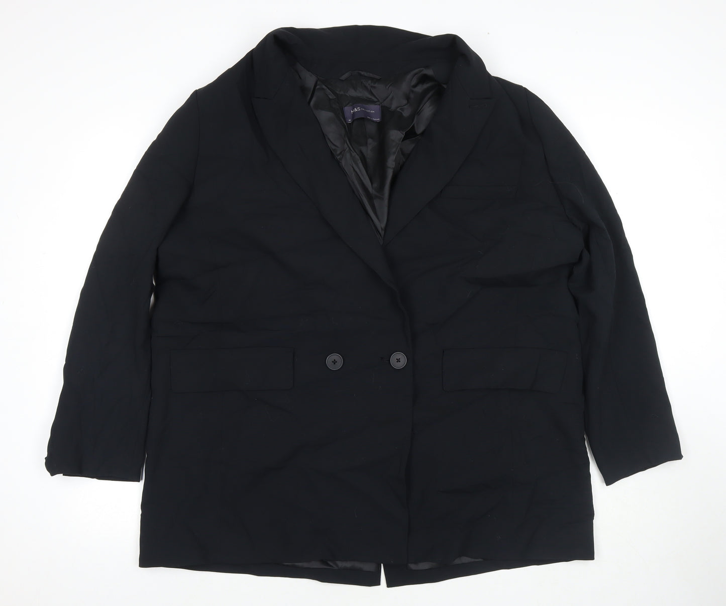 Marks and Spencer Womens Black Polyester Jacket Suit Jacket Size 20