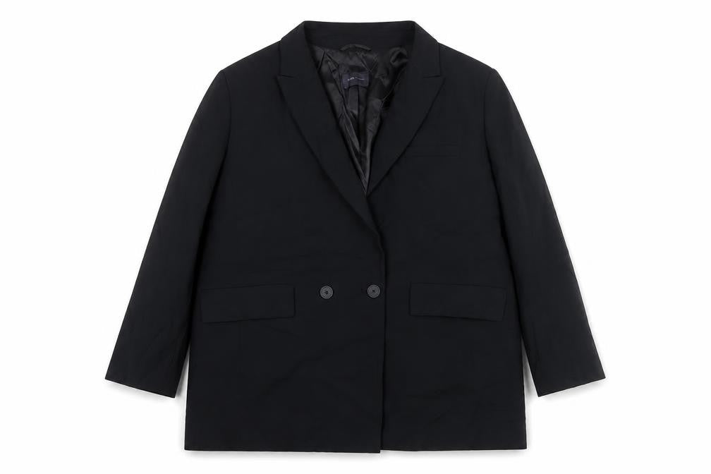Front view of Marks & Spencer women’s black polyester jacket suit jacket, size UK 20