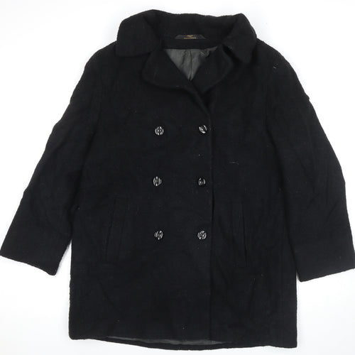 Marks and Spencer Womens Black Pea Coat Coat Size 18 Button