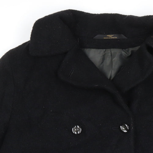 Marks and Spencer Womens Black Pea Coat Coat Size 18 Button