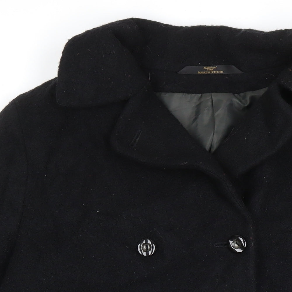 Marks and Spencer Womens Black Pea Coat Coat Size 18 Button