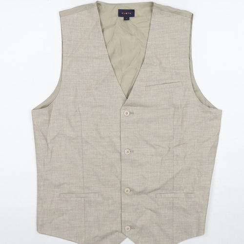 Kloth Mens Beige Polyester Jacket Suit Waistcoat Size M Regular