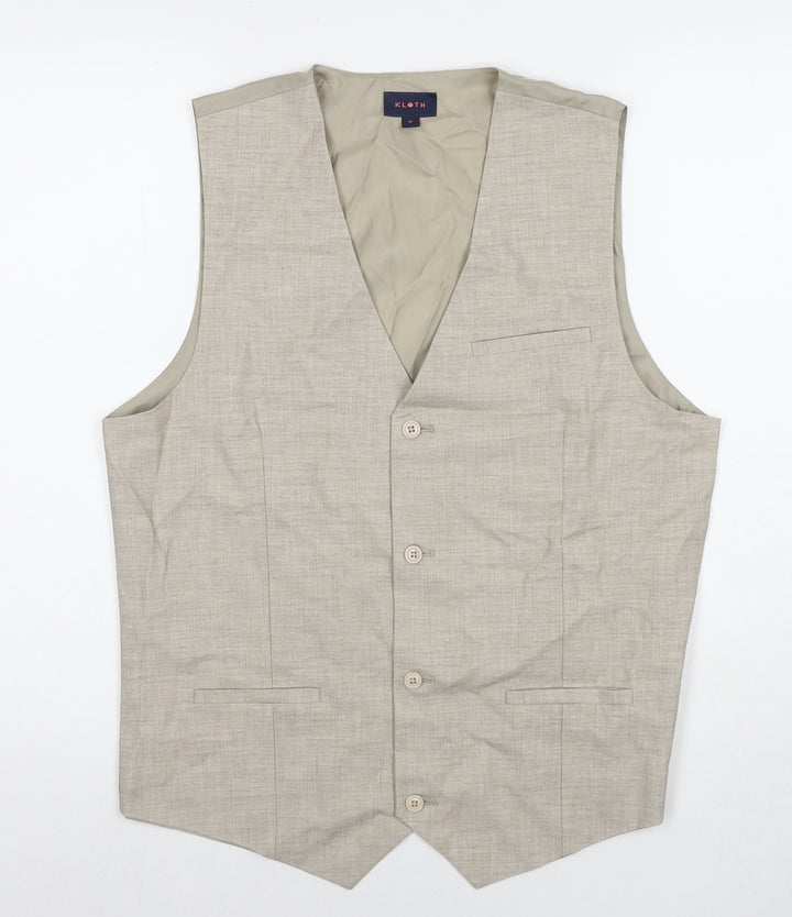 Kloth Mens Beige Polyester Jacket Suit Waistcoat Size M Regular
